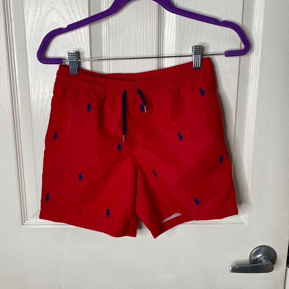 Polo by Ralph Lauren Red Kids Shorts with Navy Pony Embroidery